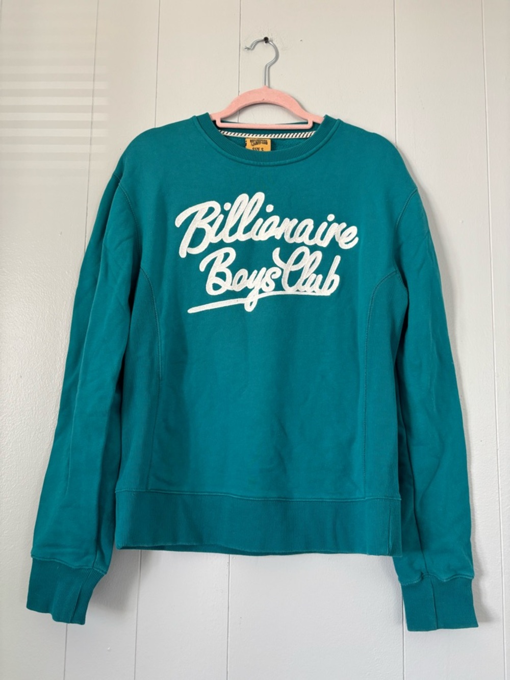 Billionaire Boys Club Crewneck Sweatshirt Small Teal Spellout Logo Pullover BBC